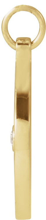 14K Gold Round Natural Diamond Accented Compass Necklace or Pendant - Yellow Gold - view 2