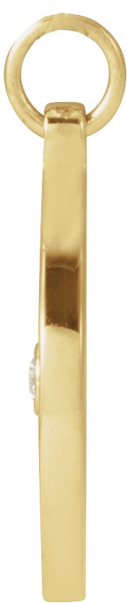 14K Gold Round Natural Diamond Accented Compass Necklace or Pendant - Yellow Gold - view 2