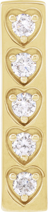 14K Gold Round Natural Diamond Accented Heart Bar Pendant