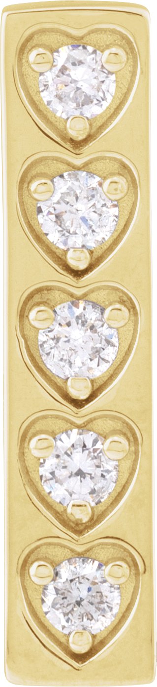 14K Gold Round Natural Diamond Accented Heart Bar Pendant