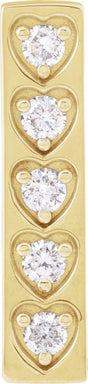 14K Gold Round Natural Diamond Accented Heart Bar Pendant