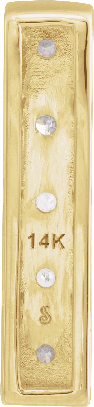 14K Gold Round Natural Diamond Accented Heart Bar Pendant - view 3
