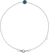 14K Gold Round Lab-Grown Alexandrite Solitaire Link Bracelet - White Gold