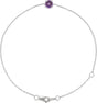 14K Gold Round Natural Amethyst Solitaire Link Bracelet - White Gold