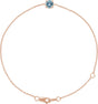 14K Gold Round Natural Aquamarine Solitaire Link Bracelet - Rose Gold