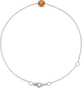 14K Gold Round Natural Citrine Solitaire Link Bracelet - White Gold