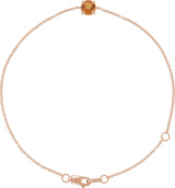 14K Gold Round Natural Citrine Solitaire Link Bracelet - Rose Gold