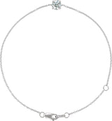 14K Gold Round Natural Diamond Solitaire Link Bracelet - White Gold