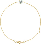 14K Gold Round Natural Diamond Solitaire Link Bracelet - Yellow Gold