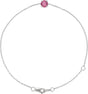 14K Gold Round Natural Pink Tourmaline Solitaire Link Bracelet - White Gold