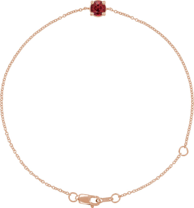 14K Gold Round Lab-Grown Ruby Solitaire Link Bracelet - Rose Gold