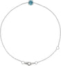 14K Gold Round Natural Blue Zircon Solitaire Link Bracelet - White Gold