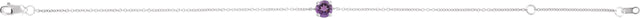 14K Gold Round Natural Amethyst Solitaire Link Bracelet - White Gold - view 2