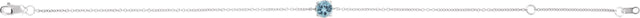 14K Gold Round Natural Aquamarine Solitaire Link Bracelet - White Gold - view 2