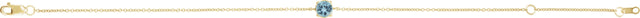 14K Gold Round Natural Aquamarine Solitaire Link Bracelet - Yellow Gold - view 2
