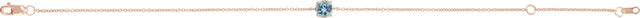 14K Gold Round Natural Aquamarine Solitaire Link Bracelet - Rose Gold - view 2