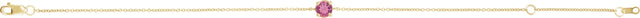 14K Gold Round Natural Pink Tourmaline Solitaire Link Bracelet - Yellow Gold - view 2