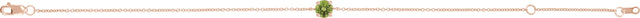 14K Gold Round Natural Peridot Solitaire Link Bracelet - Rose Gold - view 2