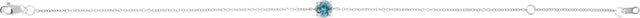 14K Gold Round Natural Blue Zircon Solitaire Link Bracelet - White Gold - view 2