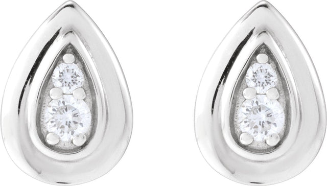 14K Gold Round Natural Diamond Accented Teardrop Earrings - view 2