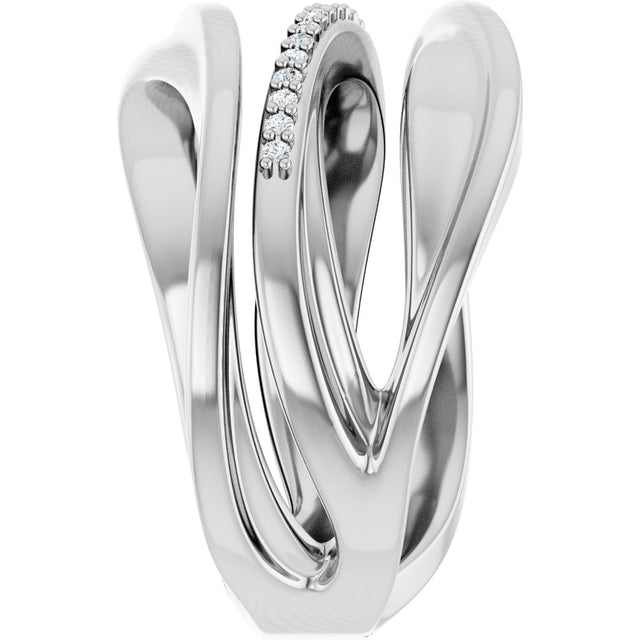 Platinum Round Natural Diamond Accented Freeform Ring – 1mm Stones - view 5