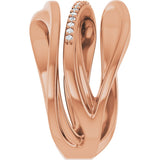 14K Gold Round Natural Diamond Accented Freeform Ring – 1mm Stones - Rose Gold - view 5