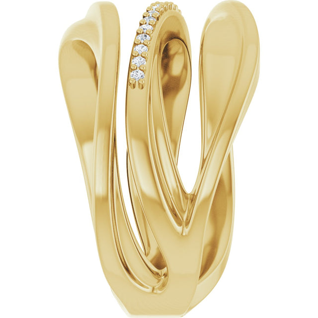 14K Gold Round Natural Diamond Accented Freeform Ring – 1mm Stones - Yellow Gold - view 5