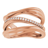 14K Gold Round Natural Diamond Accented Freeform Ring – 1mm Stones - Rose Gold - view 4