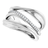 Platinum Round Natural Diamond Accented Freeform Ring – 1mm Stones - view 3