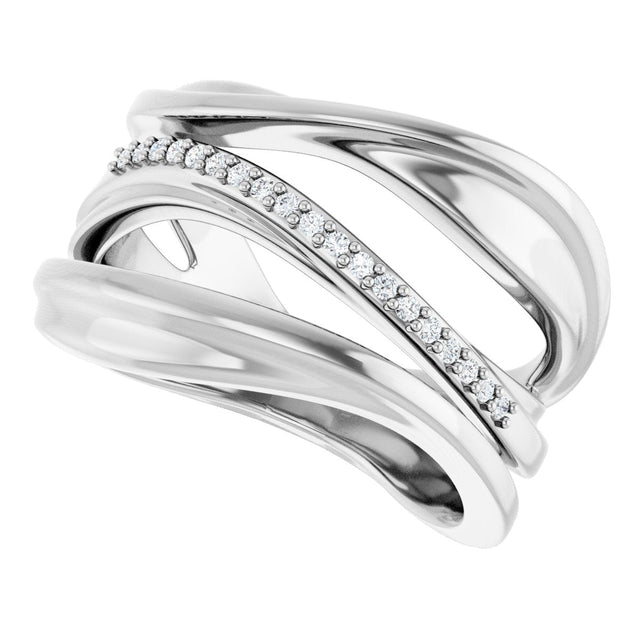 Platinum Round Natural Diamond Accented Freeform Ring – 1mm Stones - view 3