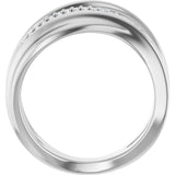 14K Gold Round Natural Diamond Accented Freeform Ring – 1mm Stones - White Gold - view 2