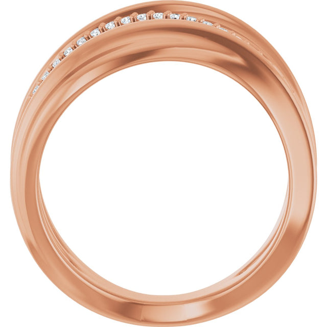 14K Gold Round Natural Diamond Accented Freeform Ring – 1mm Stones - Rose Gold - view 2