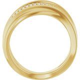 14K Gold Round Natural Diamond Accented Freeform Ring – 1mm Stones - Yellow Gold - view 2