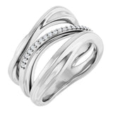 Platinum Round Natural Diamond Accented Freeform Ring – 1mm Stones