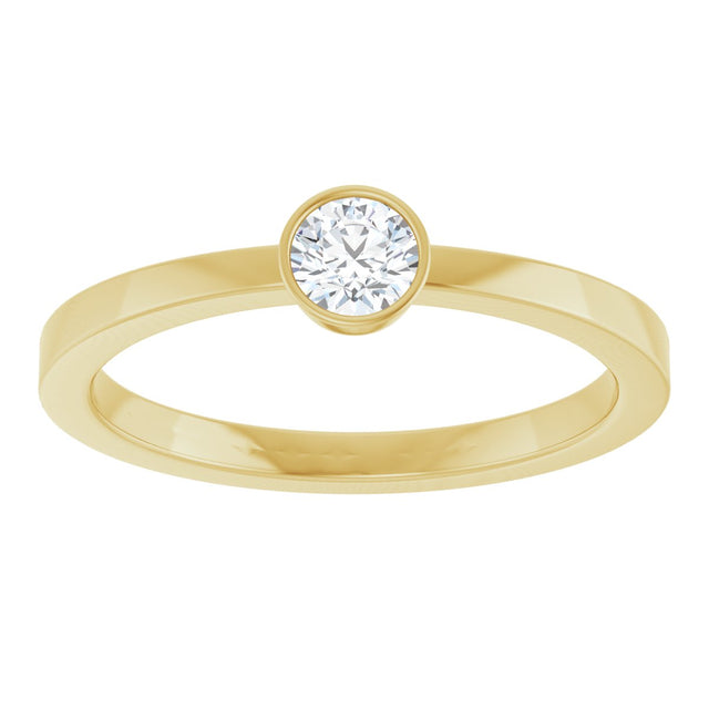 14K Gold Round Natural Diamond Bezel-Set Solitaire Ring - Yellow Gold - view 3