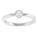 14K Gold Round Natural Diamond Bezel-Set Solitaire Ring - White Gold - view 3