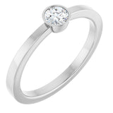 Platinum Round Natural Diamond Bezel-Set Solitaire Ring