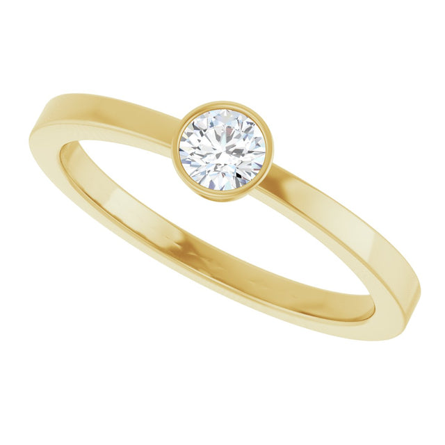 14K Gold Round Natural Diamond Bezel-Set Solitaire Ring - Yellow Gold - view 5