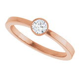 14K Gold Round Natural Diamond Bezel-Set Solitaire Ring - Rose Gold - view 5