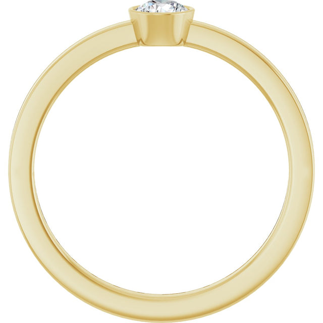 14K Gold Round Natural Diamond Bezel-Set Solitaire Ring - Yellow Gold - view 2
