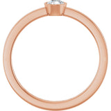 14K Gold Round Natural Diamond Bezel-Set Solitaire Ring - Rose Gold - view 2