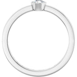 14K Gold Round Natural Diamond Bezel-Set Solitaire Ring - White Gold - view 2