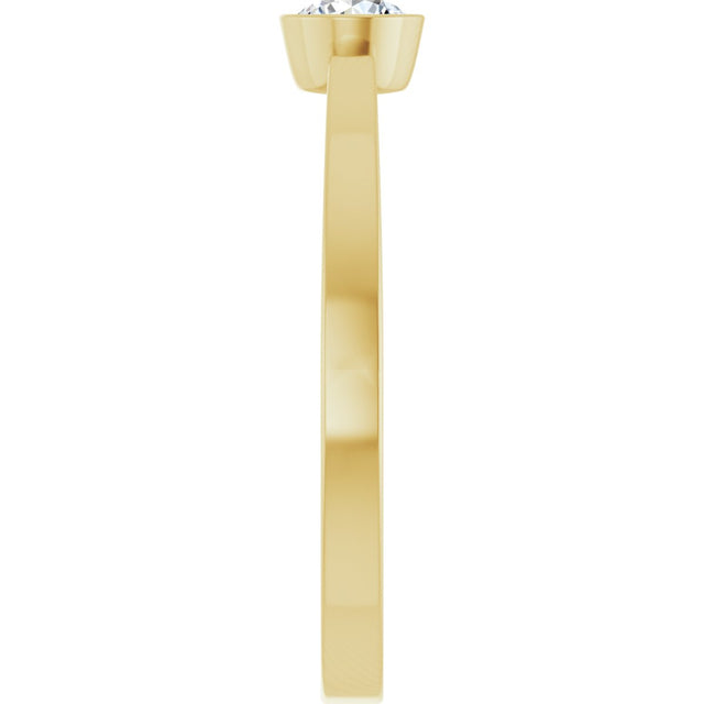 14K Gold Round Natural Diamond Bezel-Set Solitaire Ring - Yellow Gold - view 4