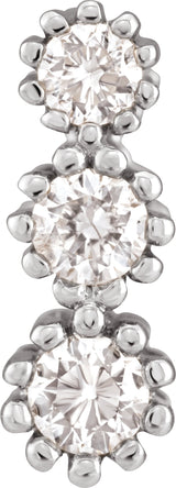 14K Gold Round Natural Diamond Three-Stone Pendant – 1/8 CTW - White Gold