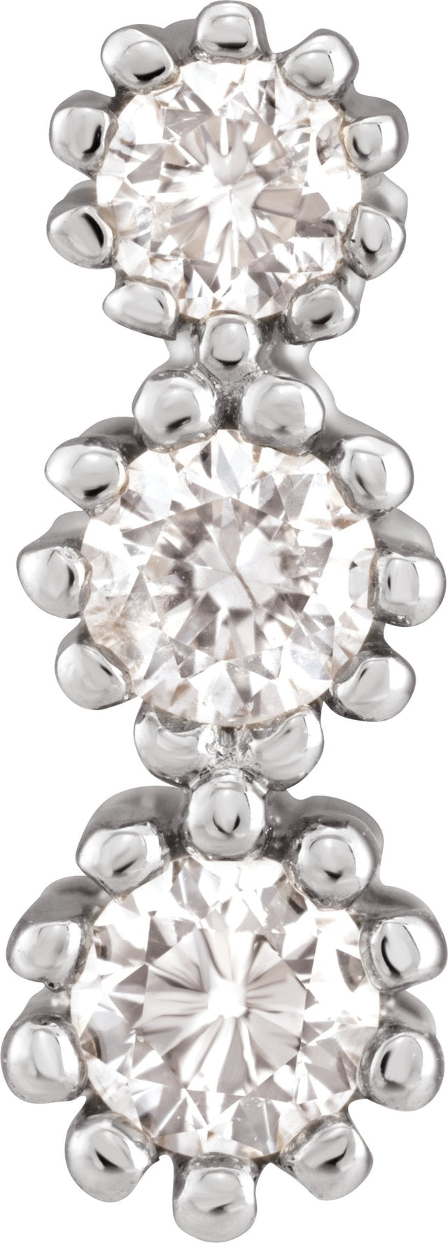14K Gold Round Natural Diamond Three-Stone Pendant – 1/8 CTW - White Gold