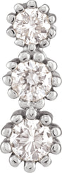 14K Gold Round Natural Diamond Three-Stone Pendant – 1/8 CTW - White Gold