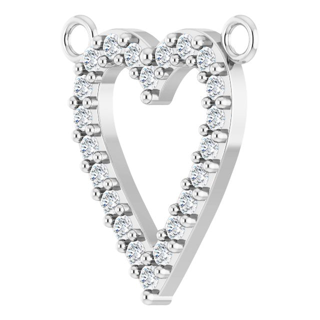 14K Gold Round Lab-Grown Diamond Accented Heart Necklace - White Gold - view 3