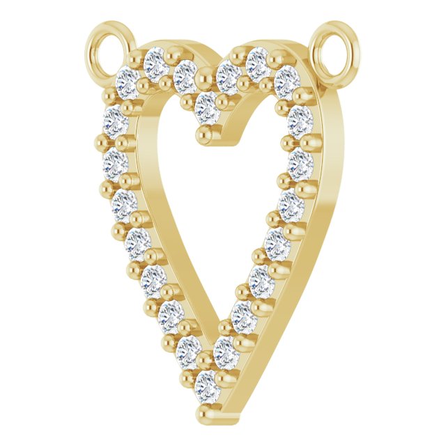 14K Gold Round Lab-Grown Diamond Accented Heart Necklace - Yellow Gold - view 2