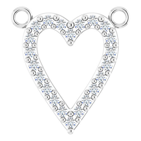 14K Gold Round Natural Diamond Accented Heart Necklace – 13.4x12.5mm - White Gold