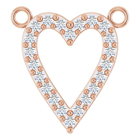 14K Gold Round Lab-Grown Diamond Accented Heart Necklace - Rose Gold